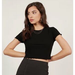 Black Ribbed Crop Top